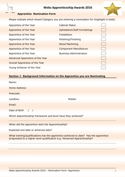 Apprentice nomination form